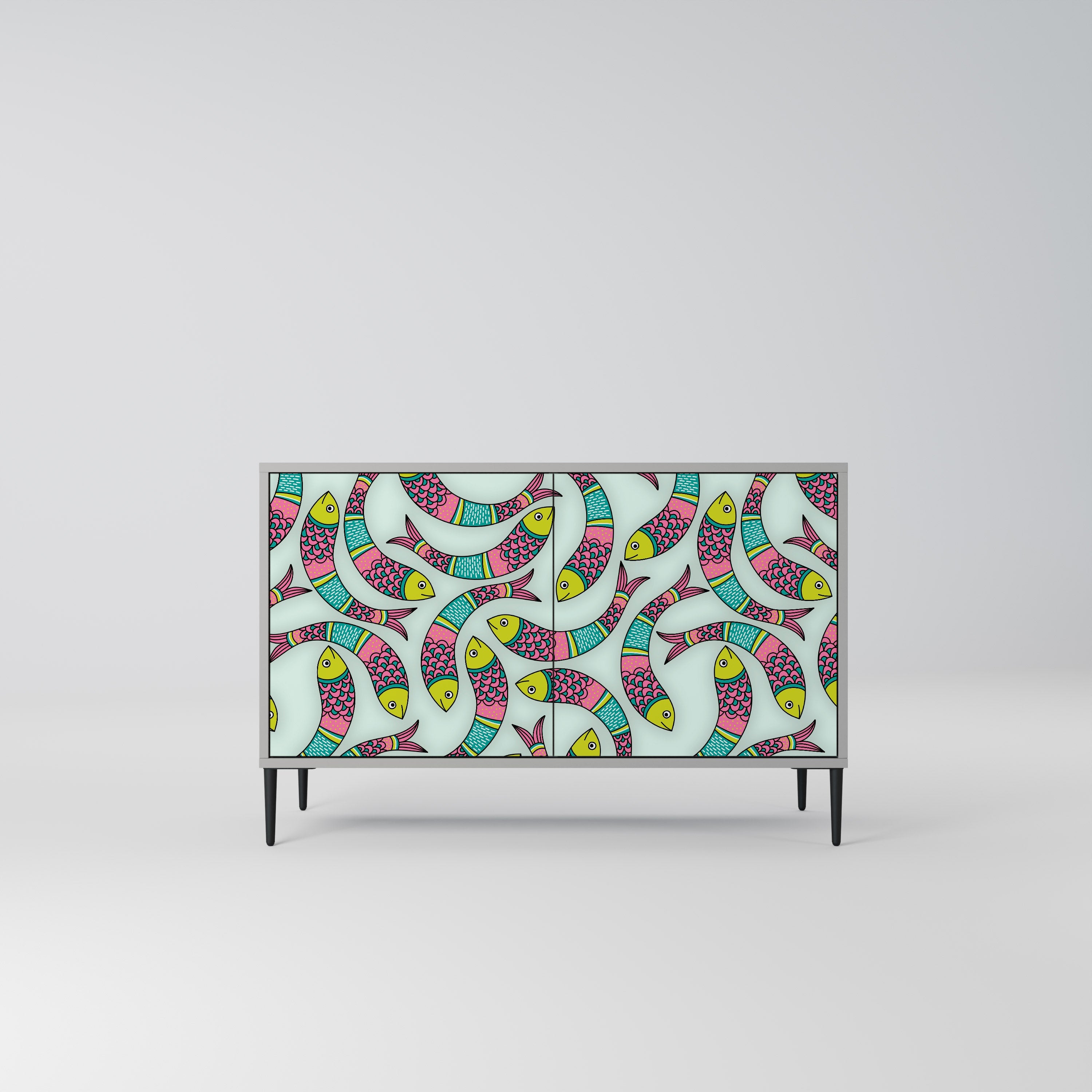 INDIAN FISH Aparador de 2 Portas em Acabamento Cinzento