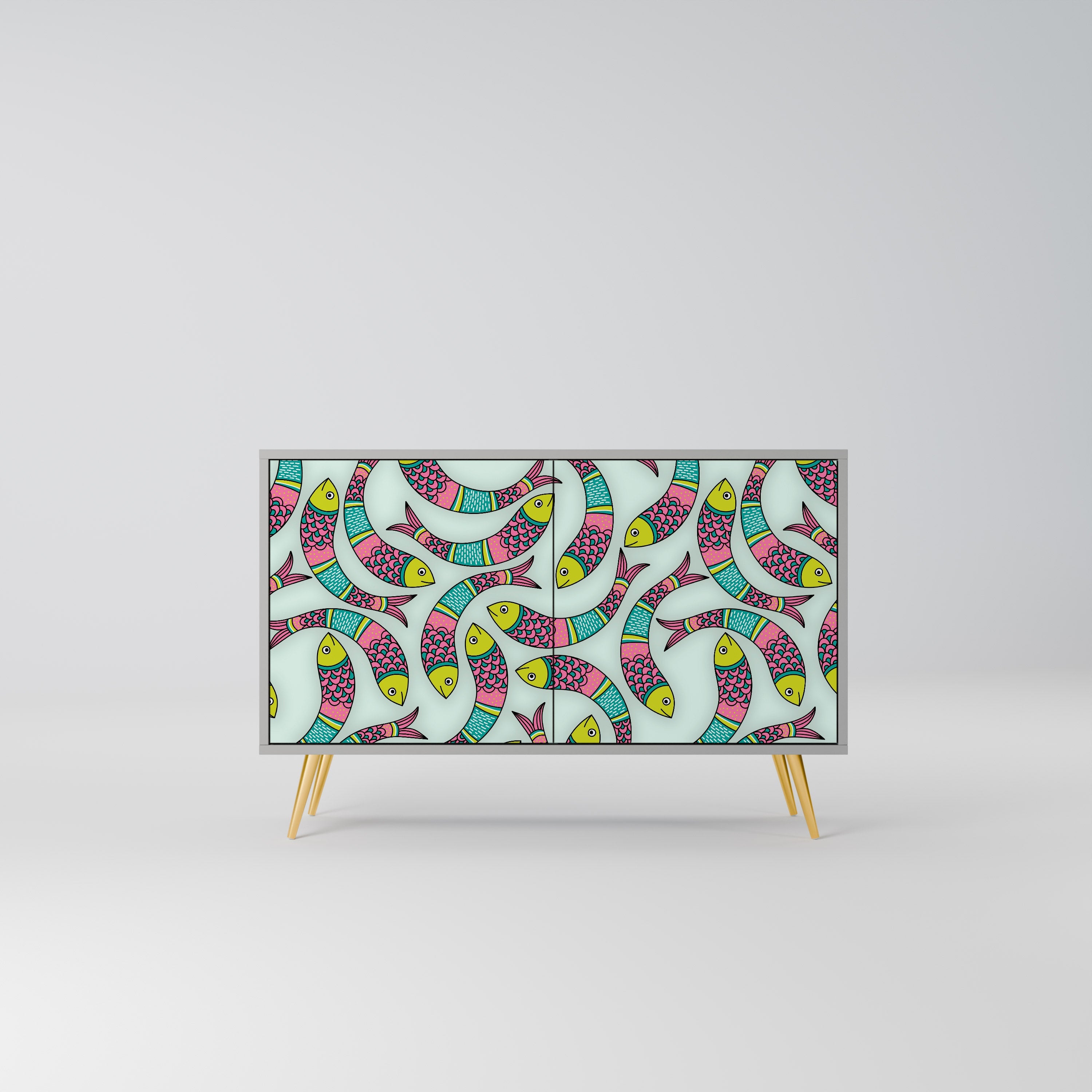 INDIAN FISH Aparador de 2 Portas em Acabamento Cinzento