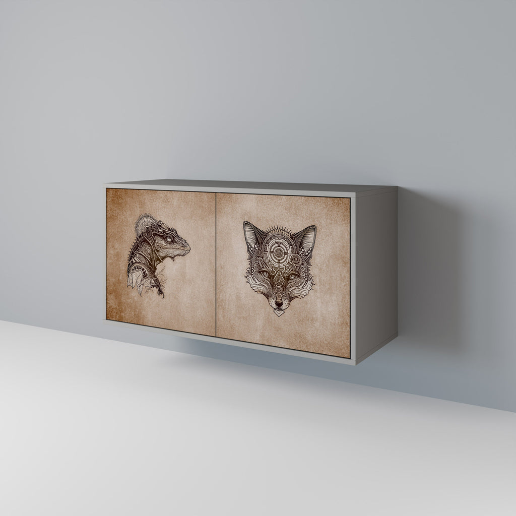 STEAMPUNK CLAN Aparador de 2 Portas em Acabamento Cinzento