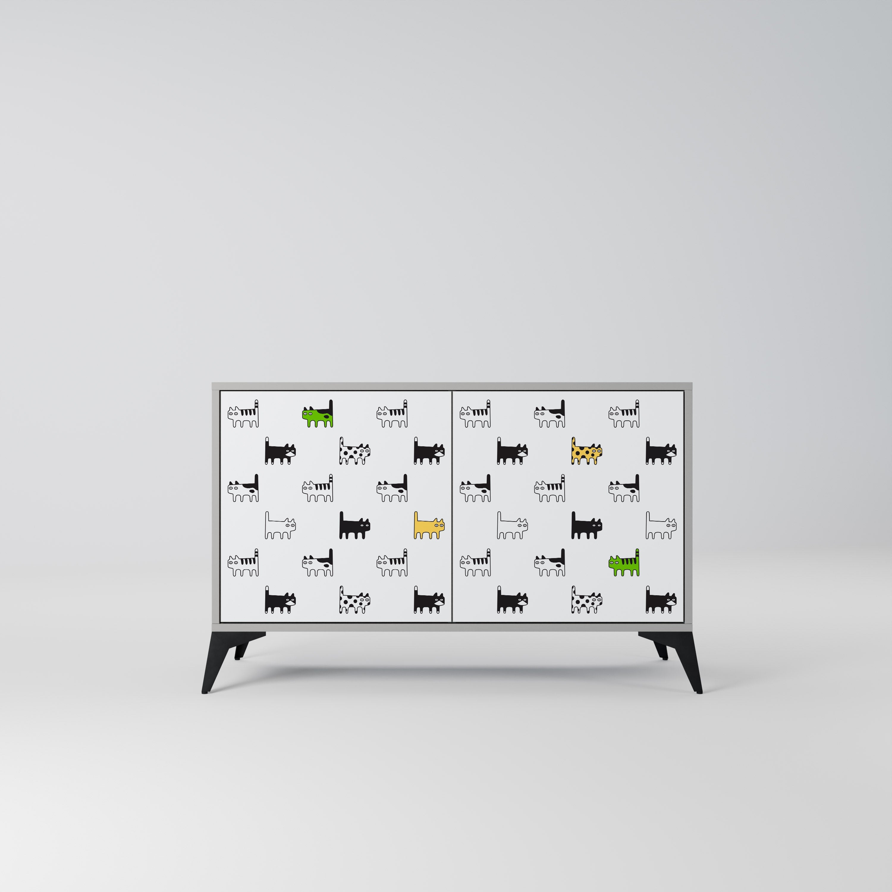 CATS COMPILATION Aparador de 2 Portas em Acabamento Cinzento