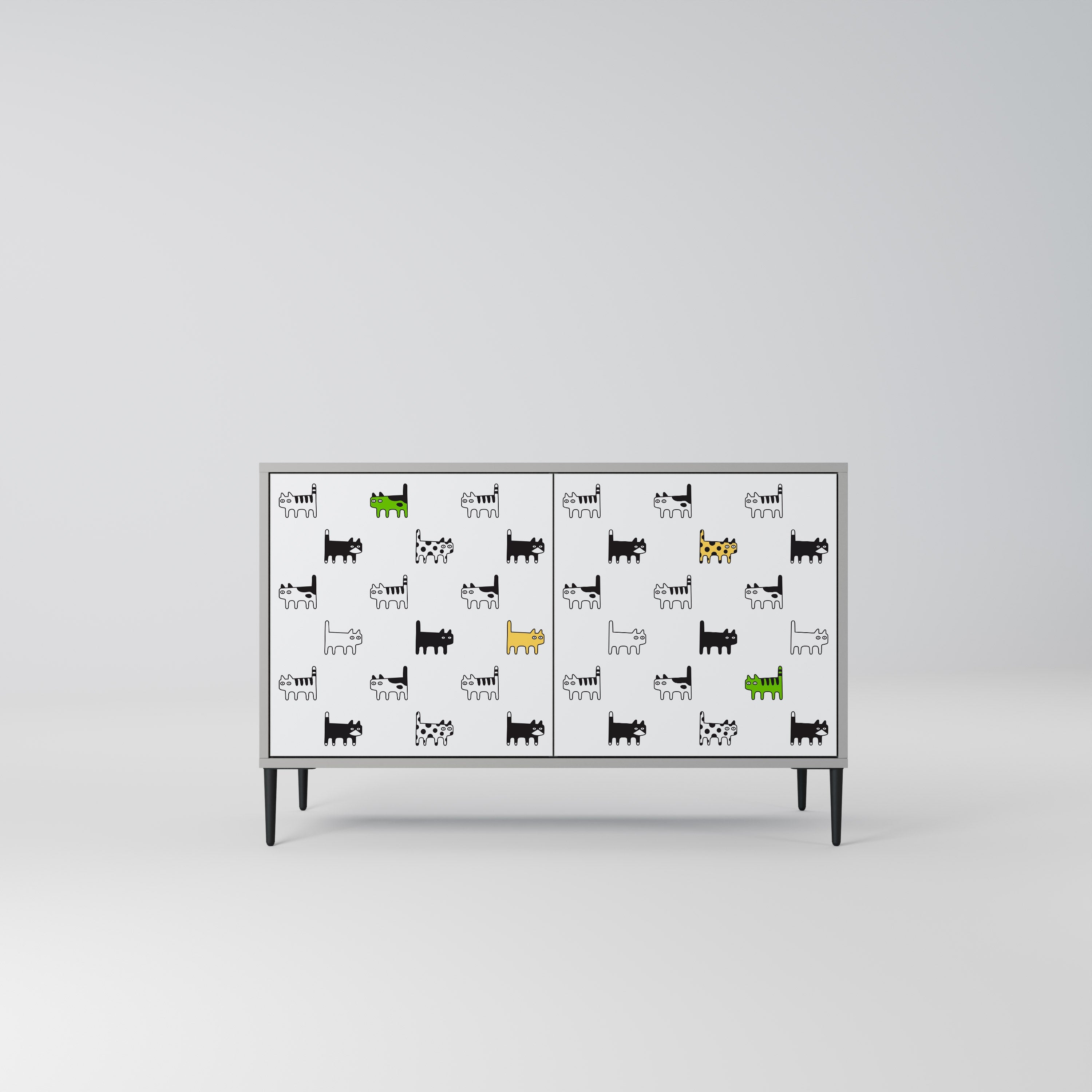 CATS COMPILATION Aparador de 2 Portas em Acabamento Cinzento