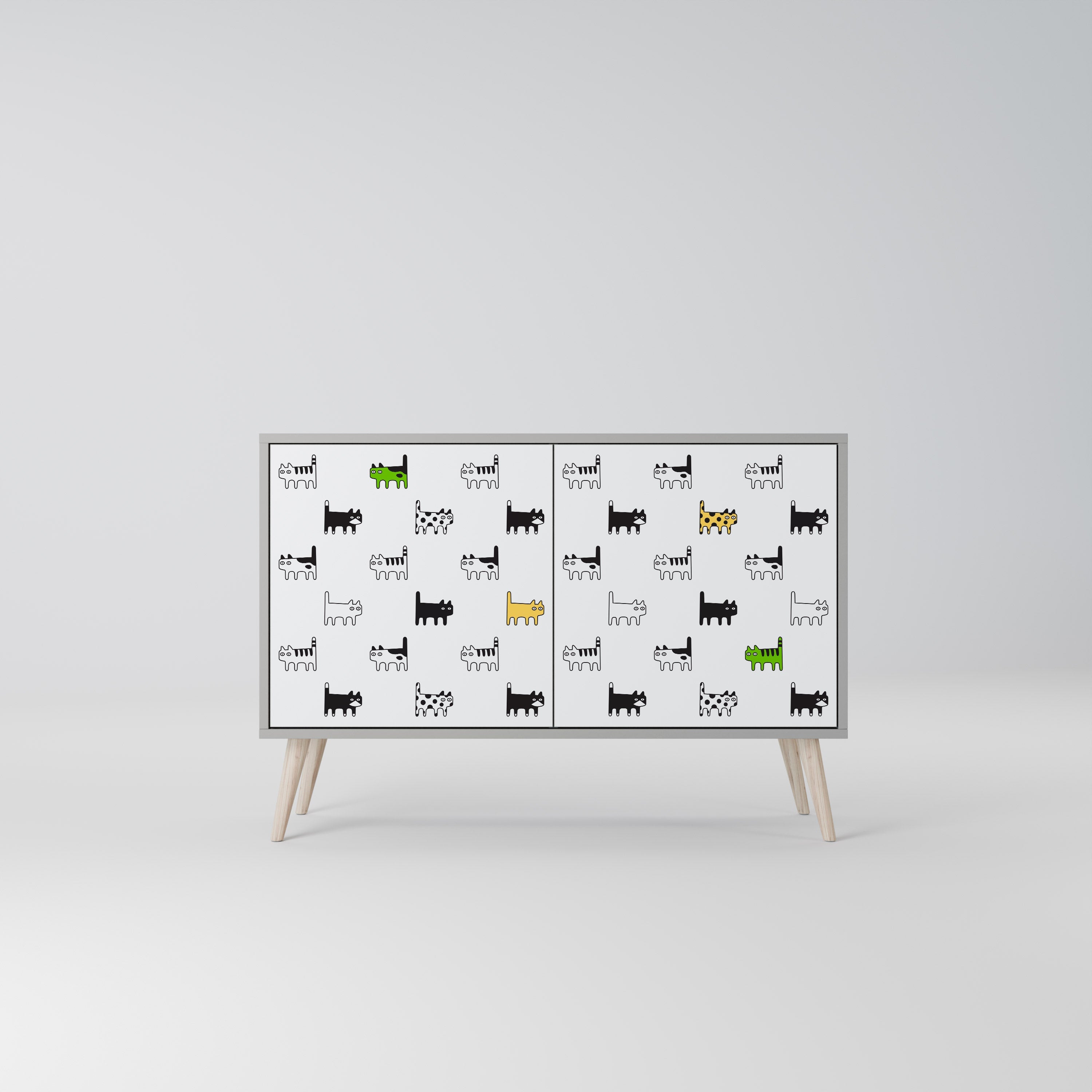 CATS COMPILATION Aparador de 2 Portas em Acabamento Cinzento