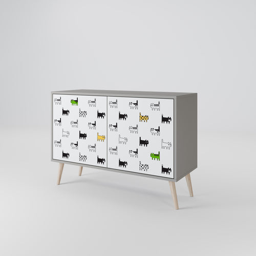 CATS COMPILATION Aparador de 2 Portas em Acabamento Cinzento