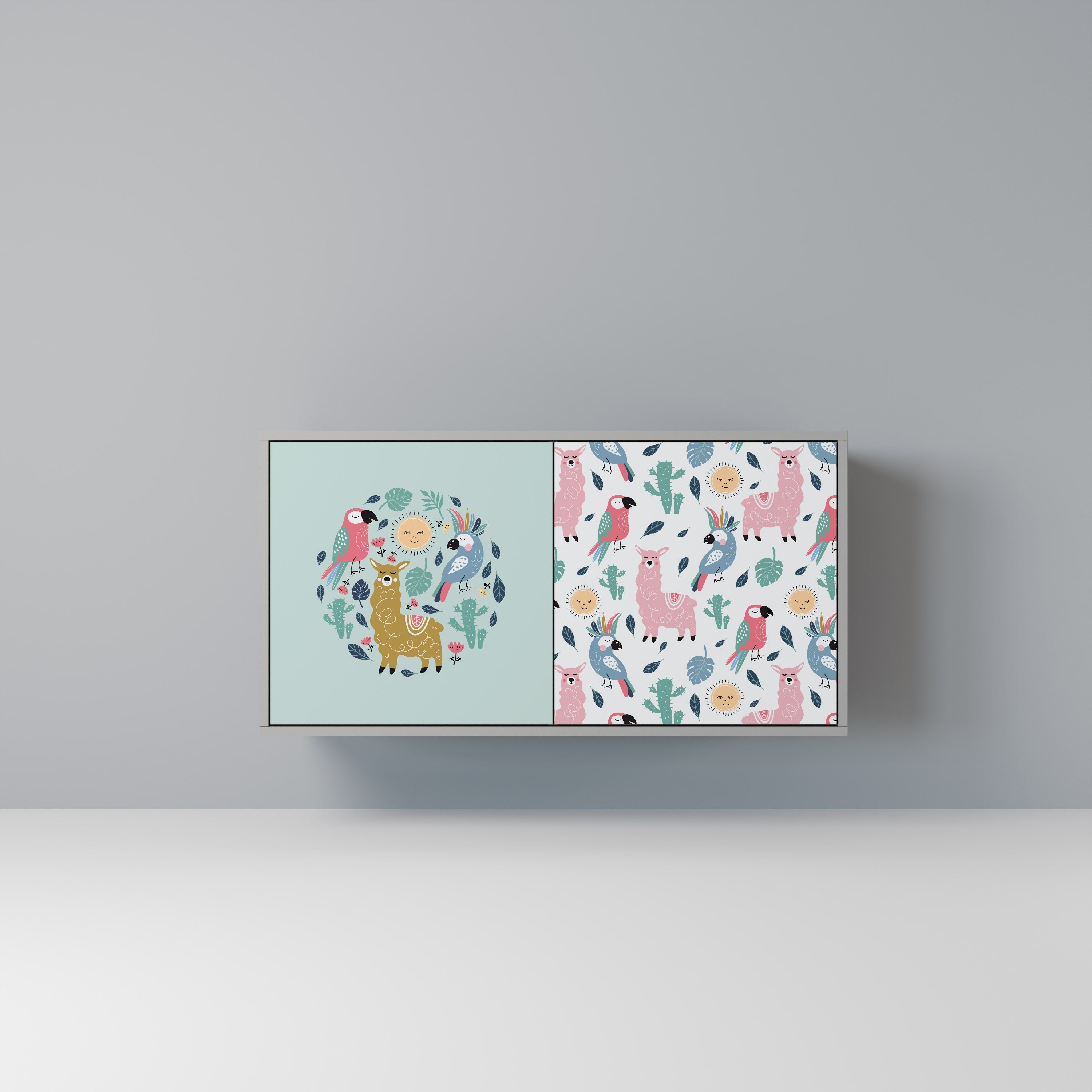 COLORFUL ALPACAS Aparador de 2 Portas em Acabamento Cinzento