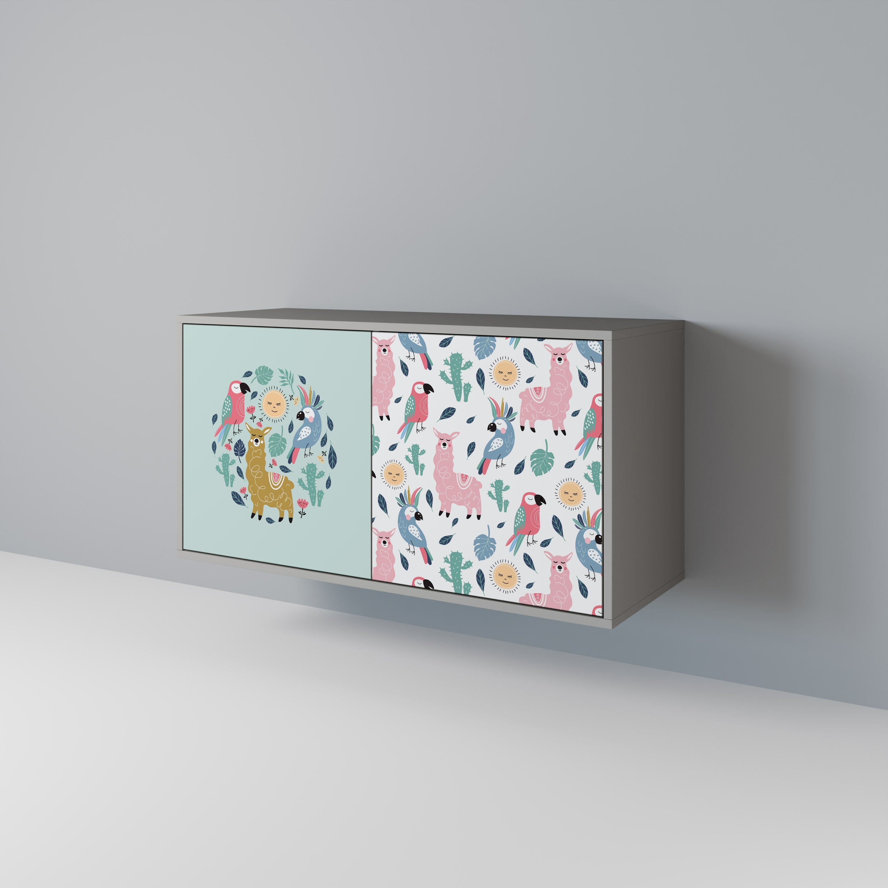 COLORFUL ALPACAS Aparador de 2 Portas em Acabamento Cinzento