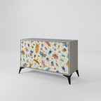 COLORFUL INSECTS 2-Door Sideboard in Grey Finish