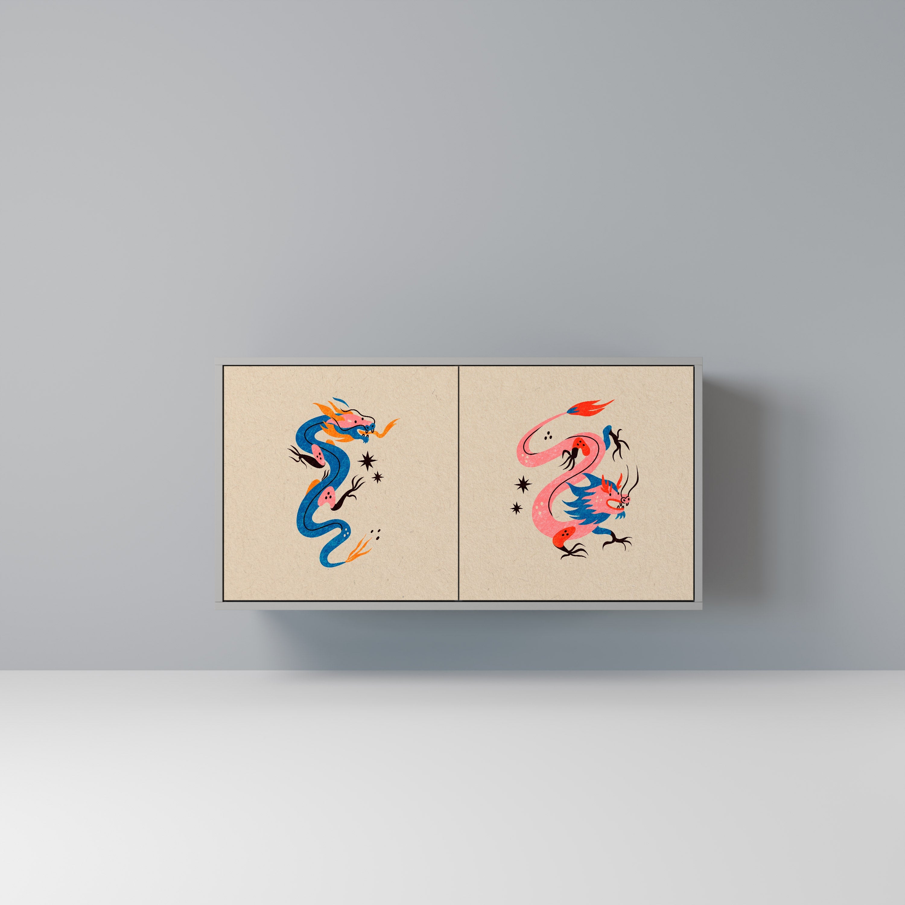 MYTHOLOGICAL CREATURES Aparador de 2 Portas em Acabamento Cinzento