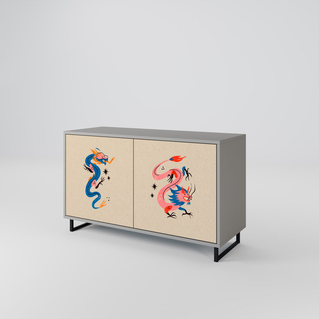 MYTHOLOGICAL CREATURES Aparador de 2 Portas em Acabamento Cinzento
