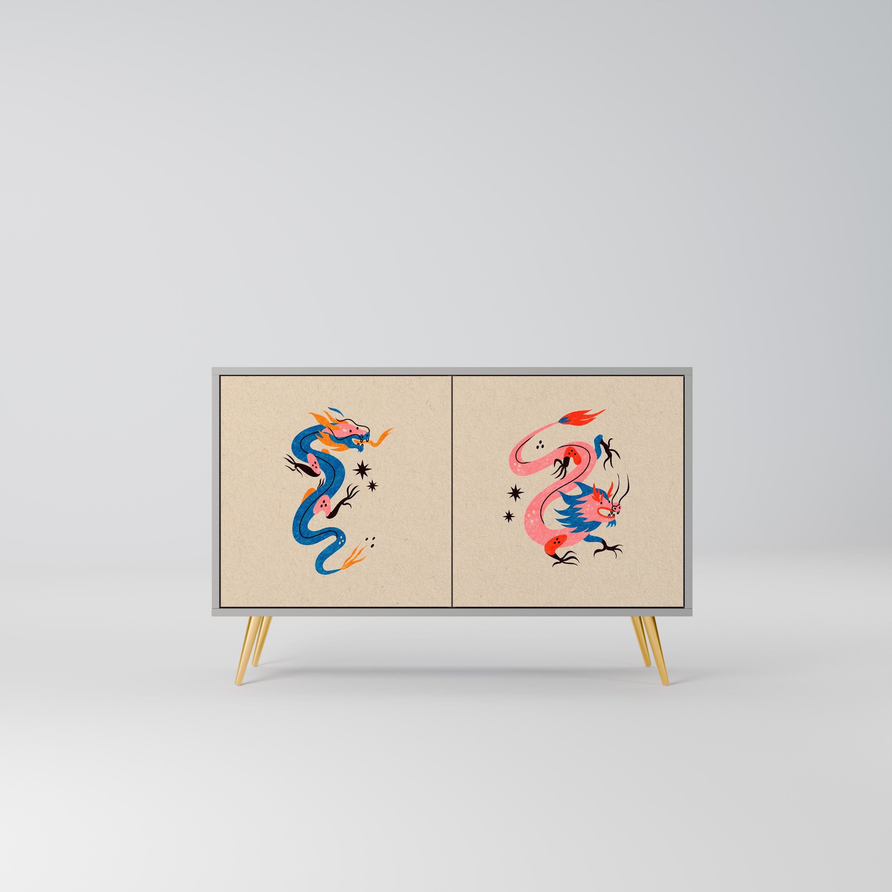 MYTHOLOGICAL CREATURES Aparador de 2 Portas em Acabamento Cinzento