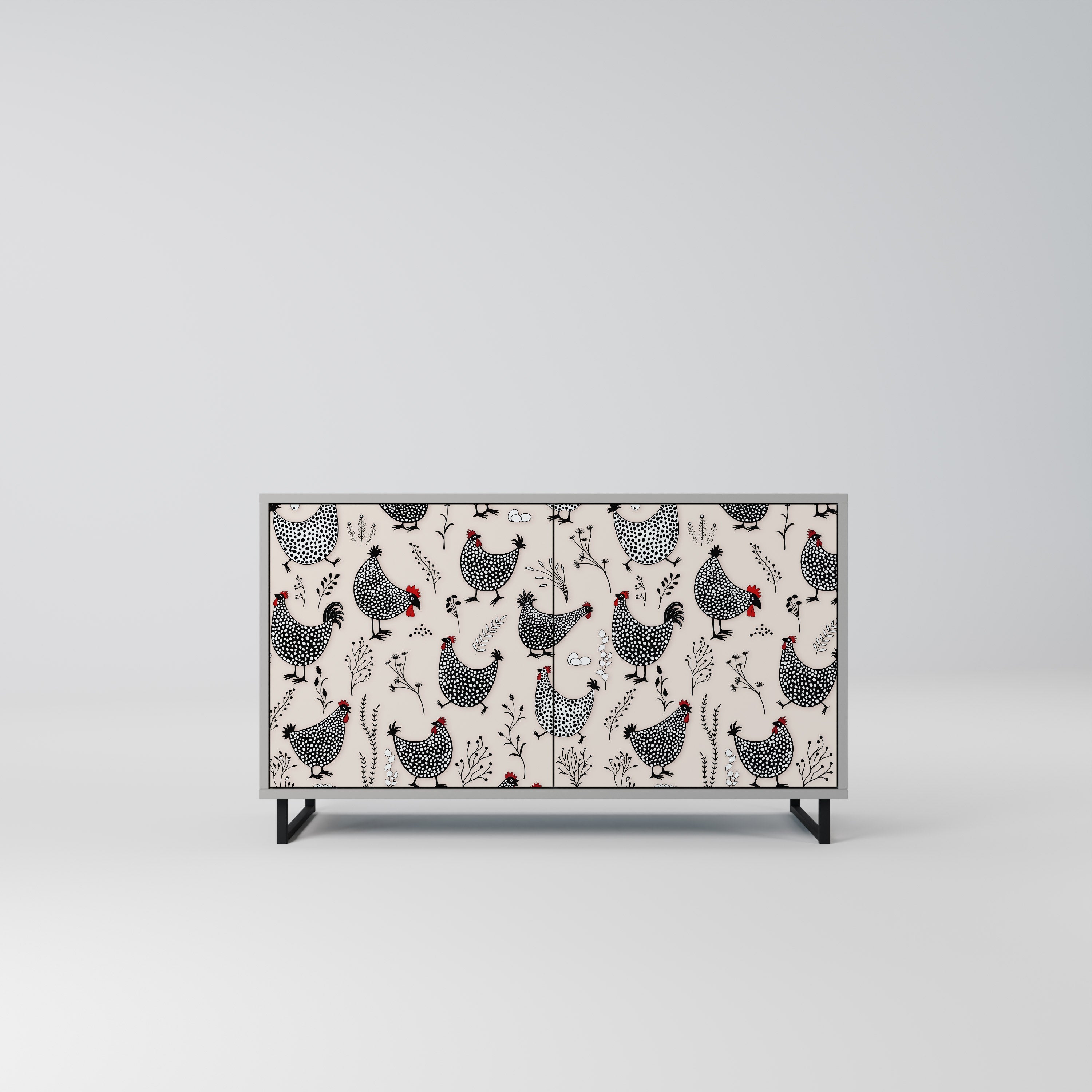 HAPPY HENS Aparador de 2 Portas em Acabamento Cinzento