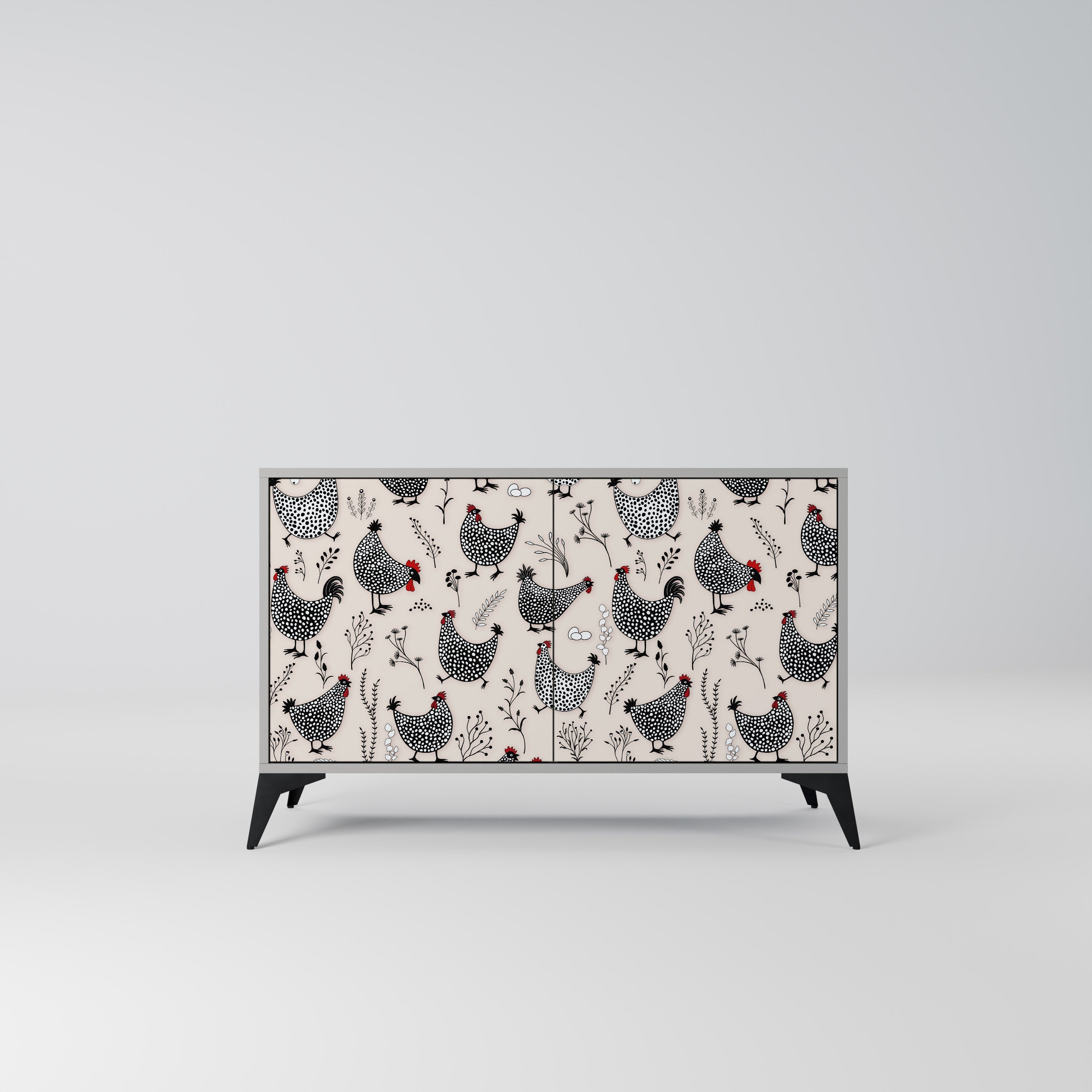 HAPPY HENS Aparador de 2 Portas em Acabamento Cinzento