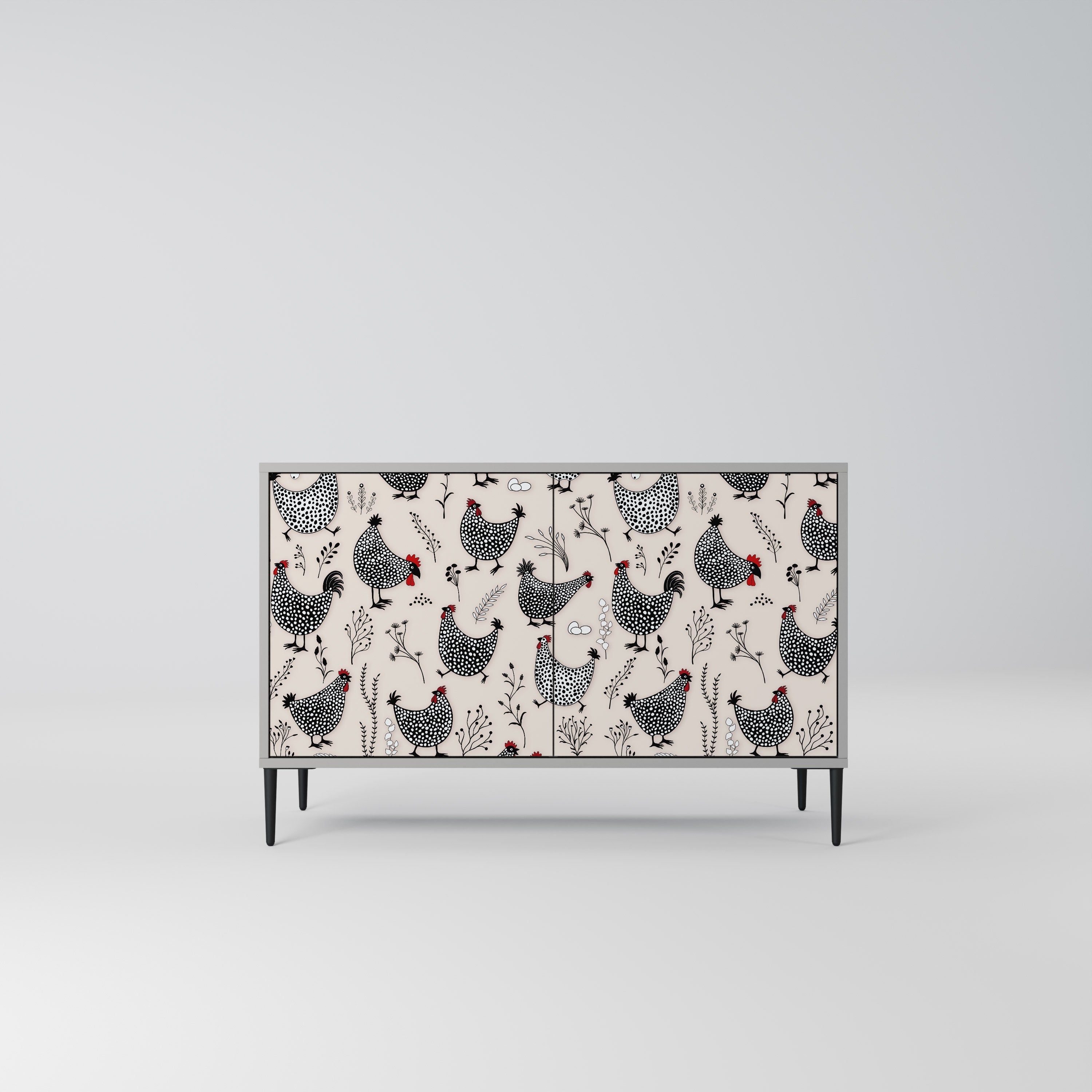 HAPPY HENS Aparador de 2 Portas em Acabamento Cinzento