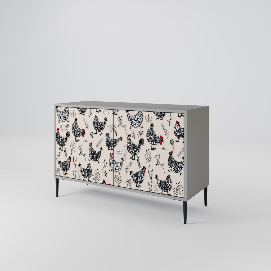 HAPPY HENS 2-Door Sideboard in Grey Finish