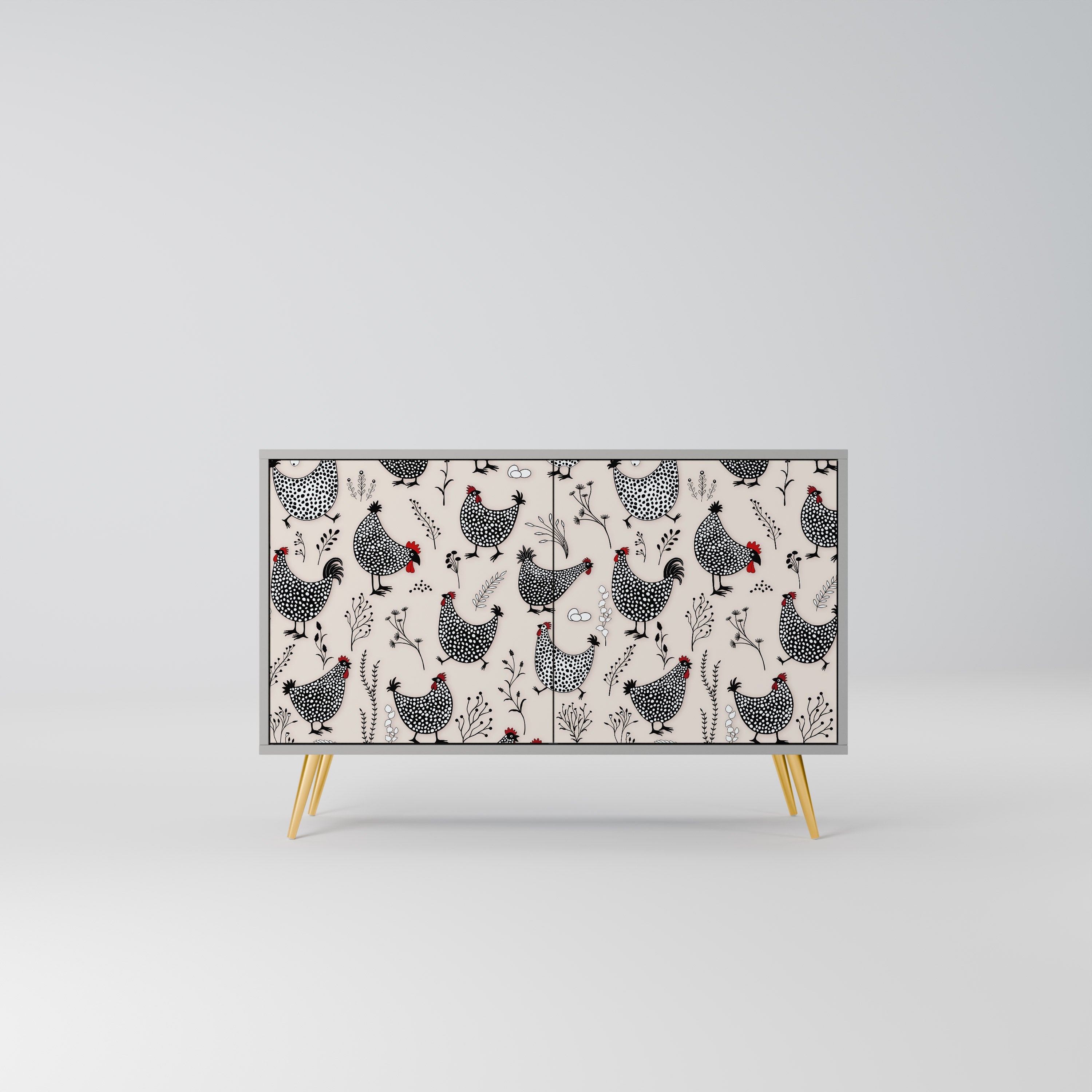 HAPPY HENS Aparador de 2 Portas em Acabamento Cinzento