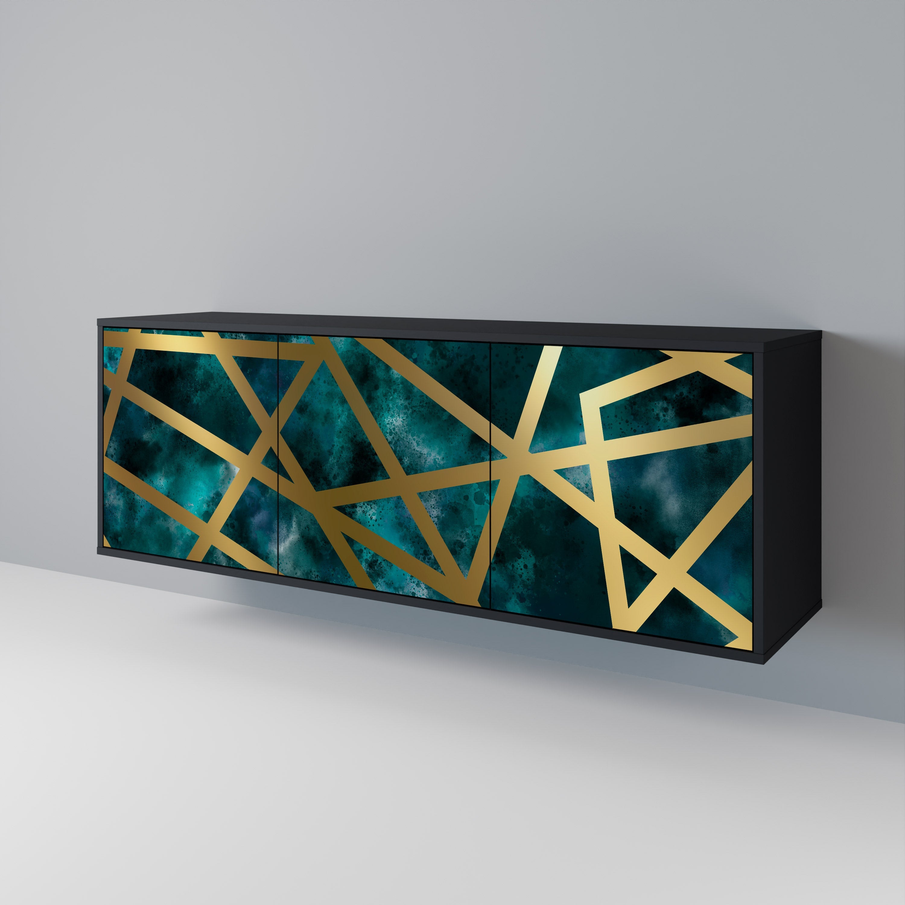 THE LABYRINTH OF GOLD Aparador de 3 Portas em Acabamento Preto