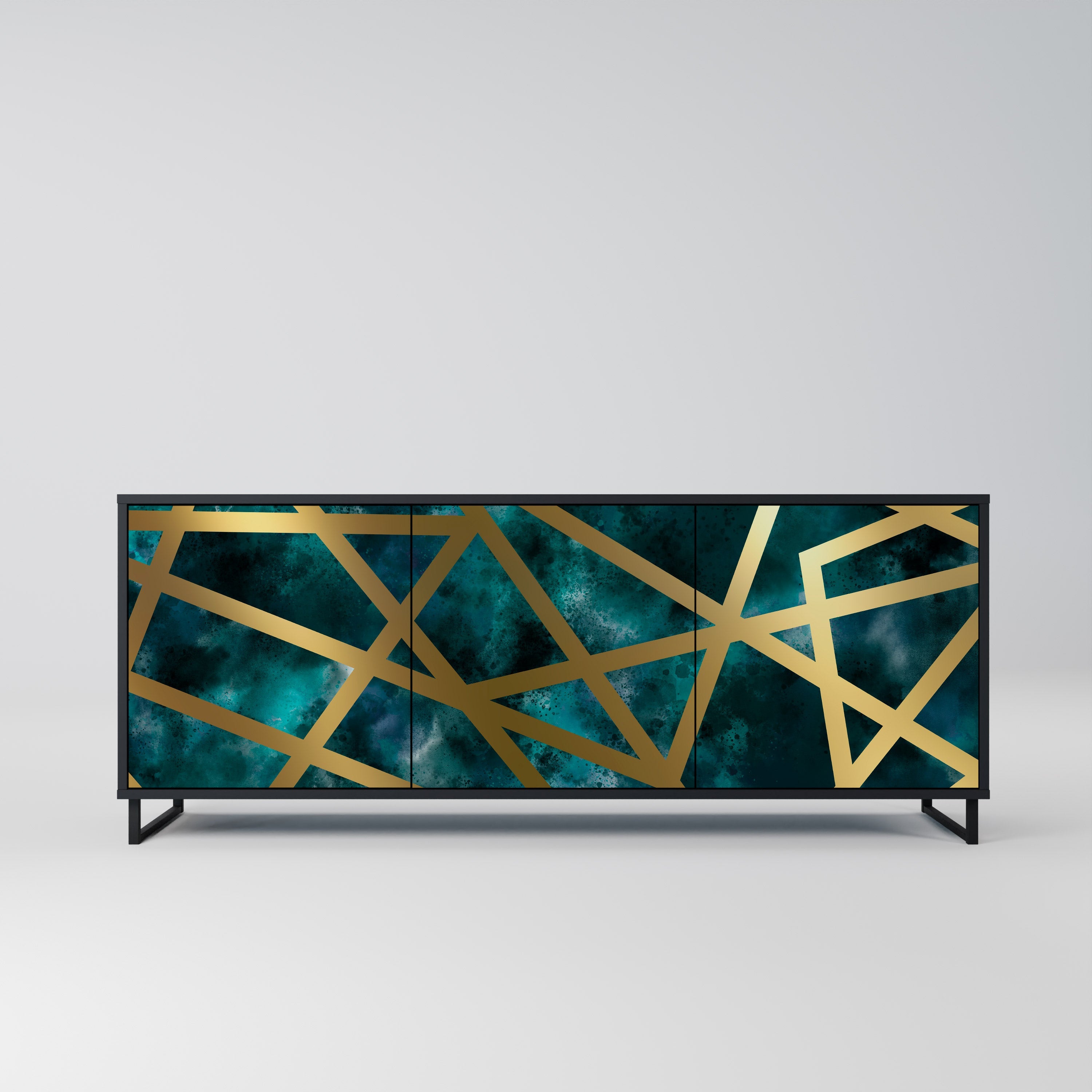 THE LABYRINTH OF GOLD Aparador de 3 Portas em Acabamento Preto