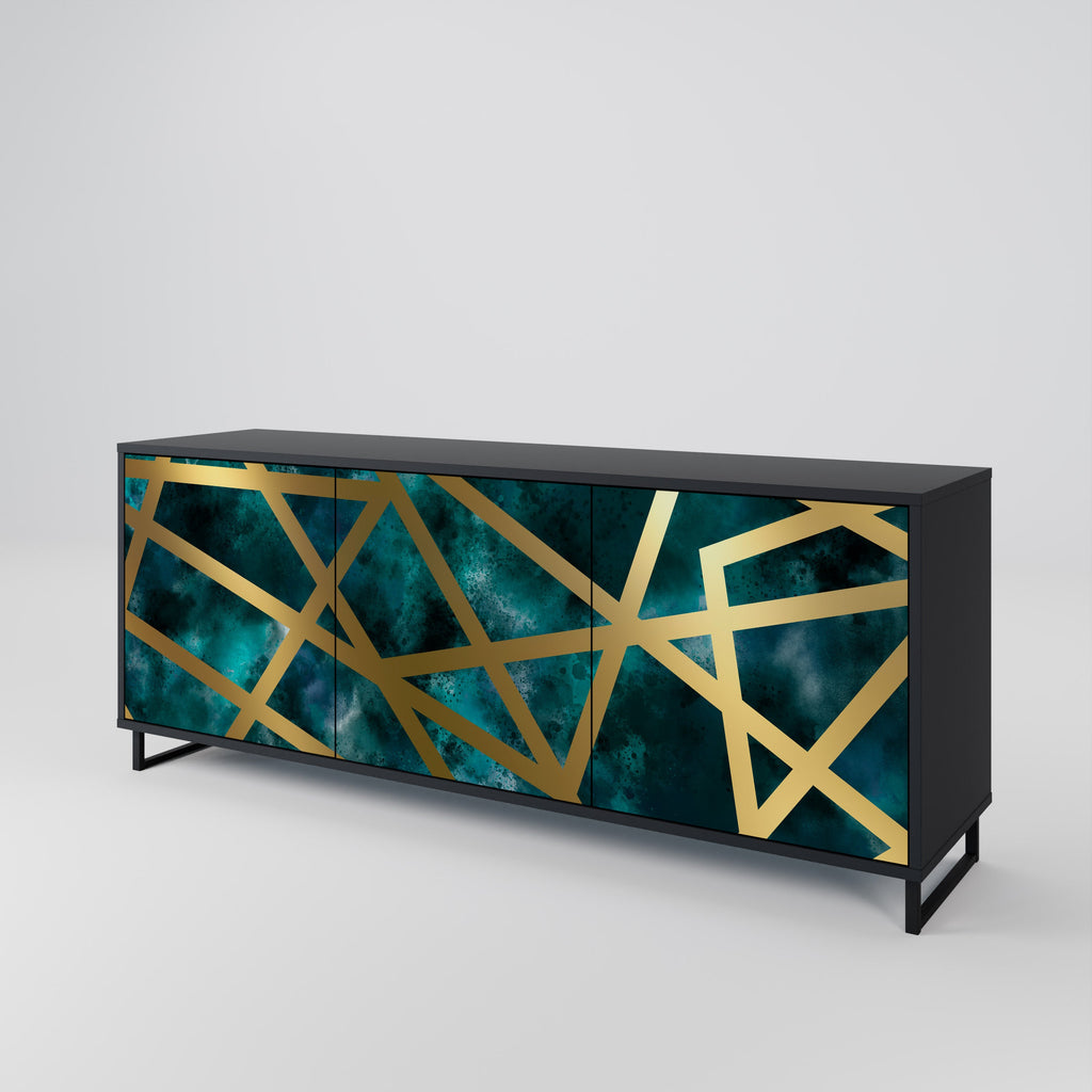 THE LABYRINTH OF GOLD Aparador de 3 Portas em Acabamento Preto