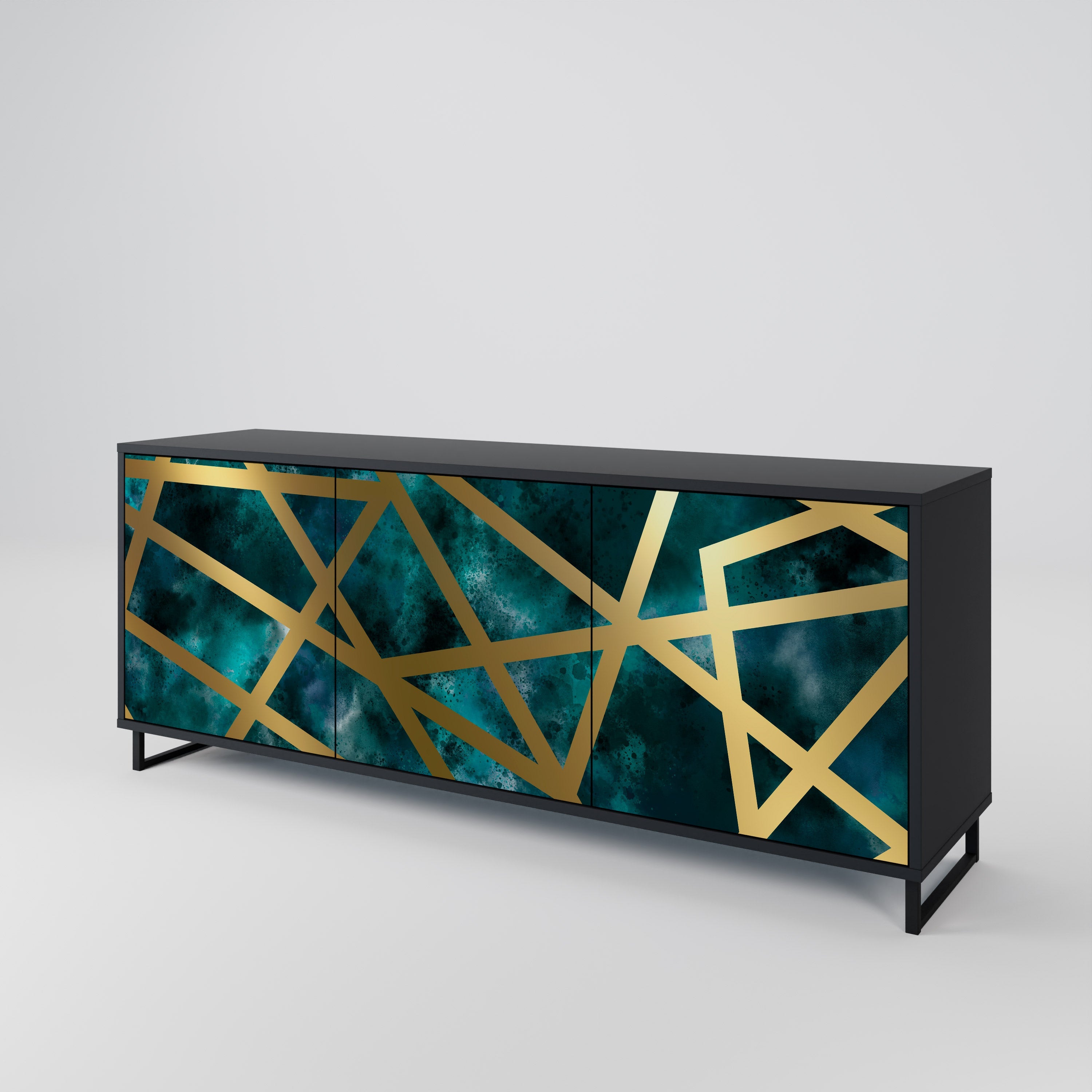 THE LABYRINTH OF GOLD Aparador de 3 Portas em Acabamento Preto