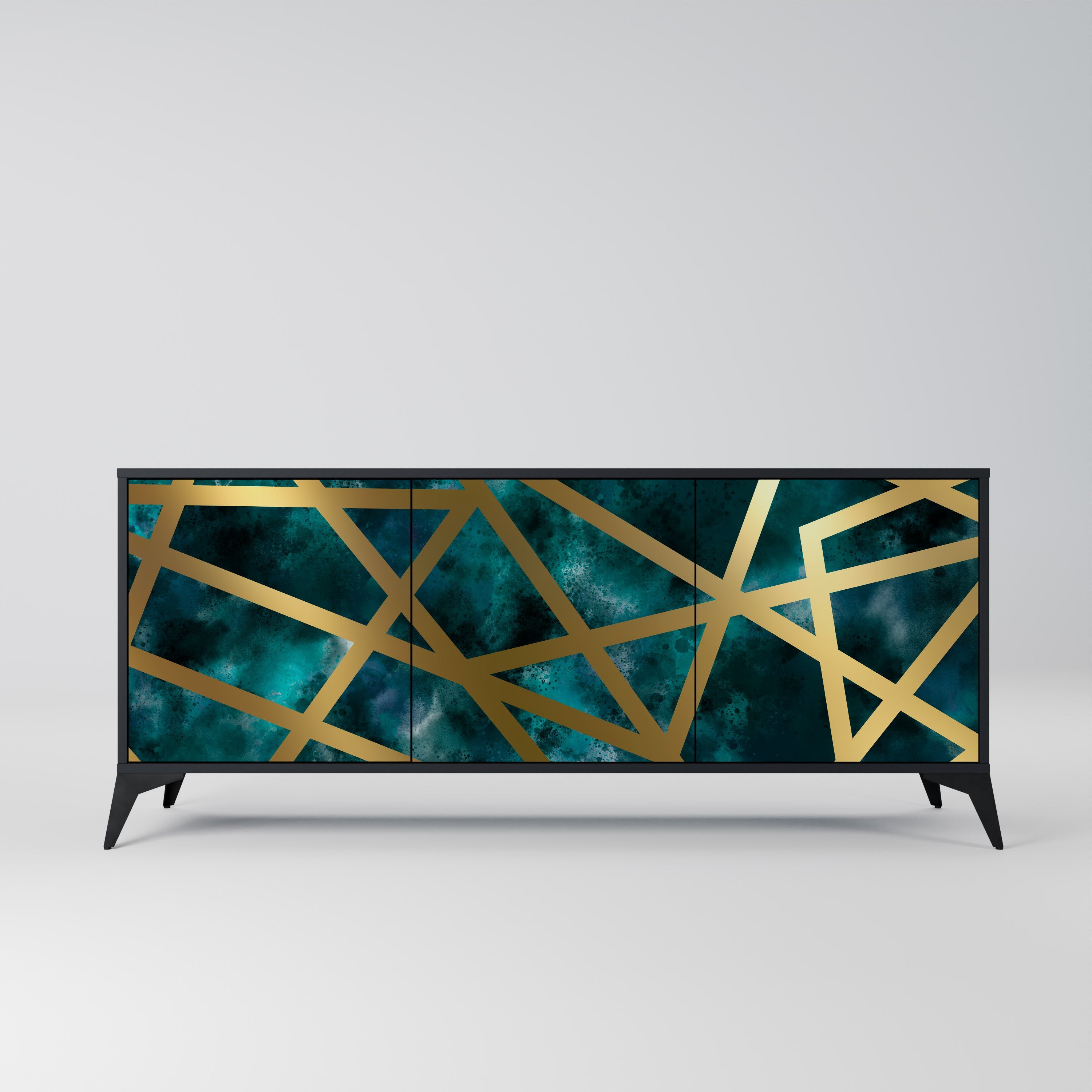 THE LABYRINTH OF GOLD Aparador de 3 Portas em Acabamento Preto