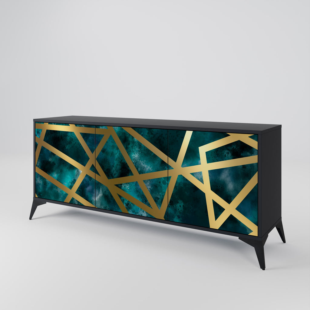 THE LABYRINTH OF GOLD Aparador de 3 Portas em Acabamento Preto