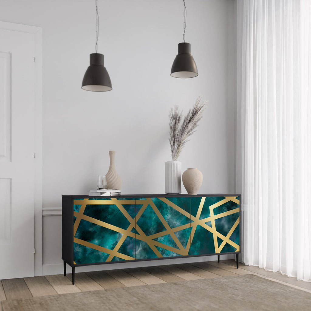 THE LABYRINTH OF GOLD Aparador de 3 Portas em Acabamento Preto