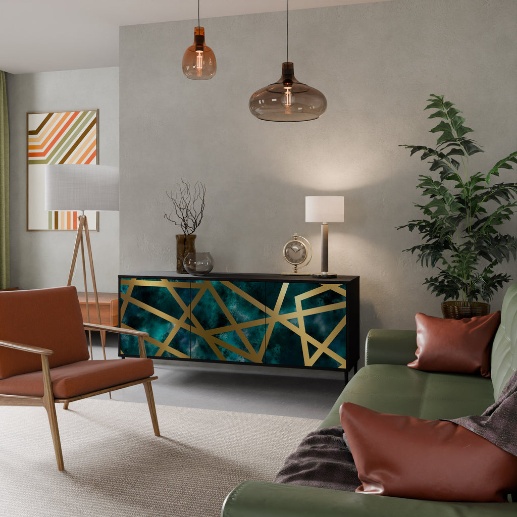 THE LABYRINTH OF GOLD Aparador de 3 Portas em Acabamento Preto