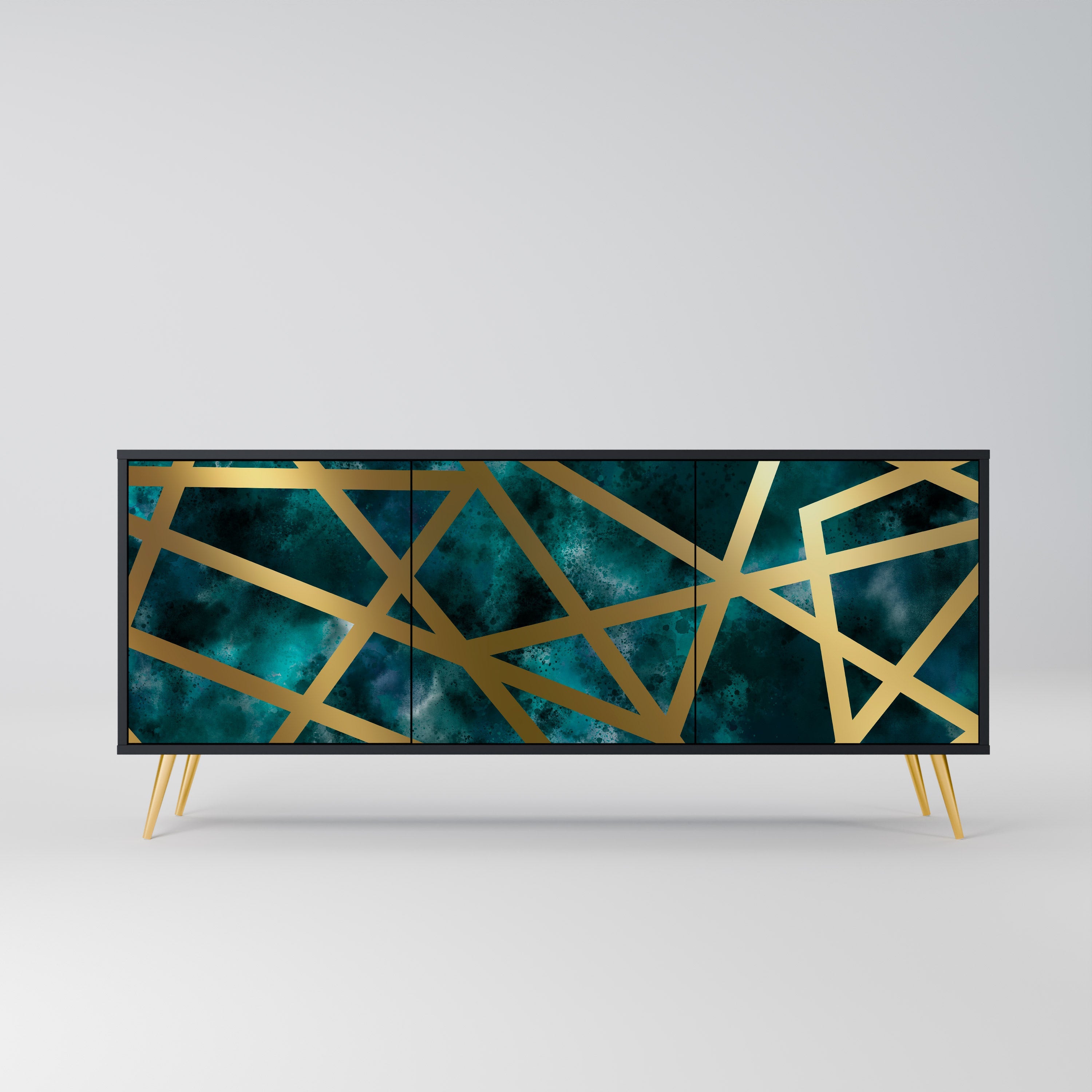 THE LABYRINTH OF GOLD Aparador de 3 Portas em Acabamento Preto