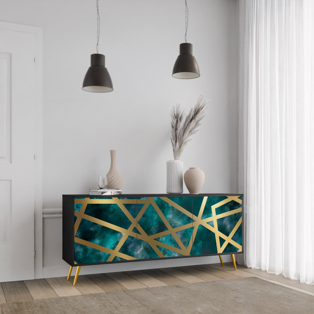 THE LABYRINTH OF GOLD Aparador de 3 Portas em Acabamento Preto