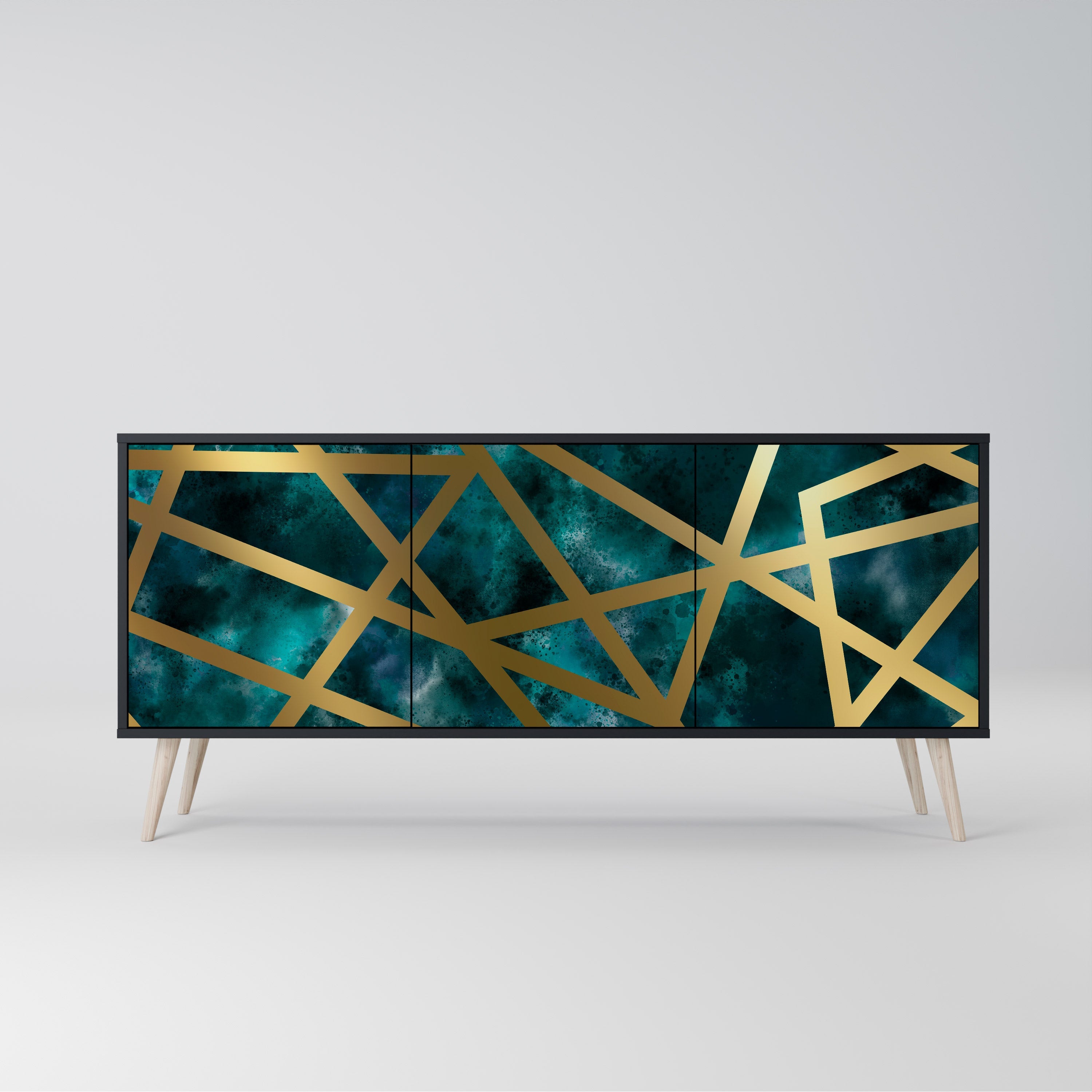 THE LABYRINTH OF GOLD Aparador de 3 Portas em Acabamento Preto