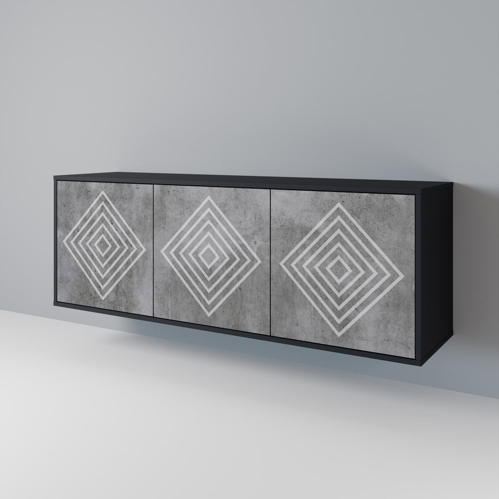 POLYGONAL ARTISTRY 3-Door Sideboard in Black Finish