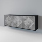 POLYGONAL ARTISTRY 3-Door Sideboard in Black Finish