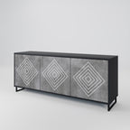 POLYGONAL ARTISTRY 3-Door Sideboard in Black Finish