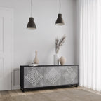 POLYGONAL ARTISTRY 3-Door Sideboard in Black Finish