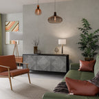 POLYGONAL ARTISTRY 3-Door Sideboard in Black Finish