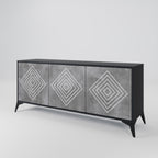POLYGONAL ARTISTRY 3-Door Sideboard in Black Finish