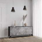 POLYGONAL ARTISTRY 3-Door Sideboard in Black Finish