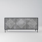 POLYGONAL ARTISTRY 3-Door Sideboard in Black Finish