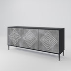 POLYGONAL ARTISTRY 3-Door Sideboard in Black Finish