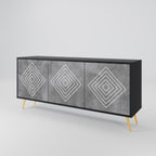 POLYGONAL ARTISTRY 3-Door Sideboard in Black Finish
