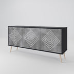 POLYGONAL ARTISTRY 3-Door Sideboard in Black Finish