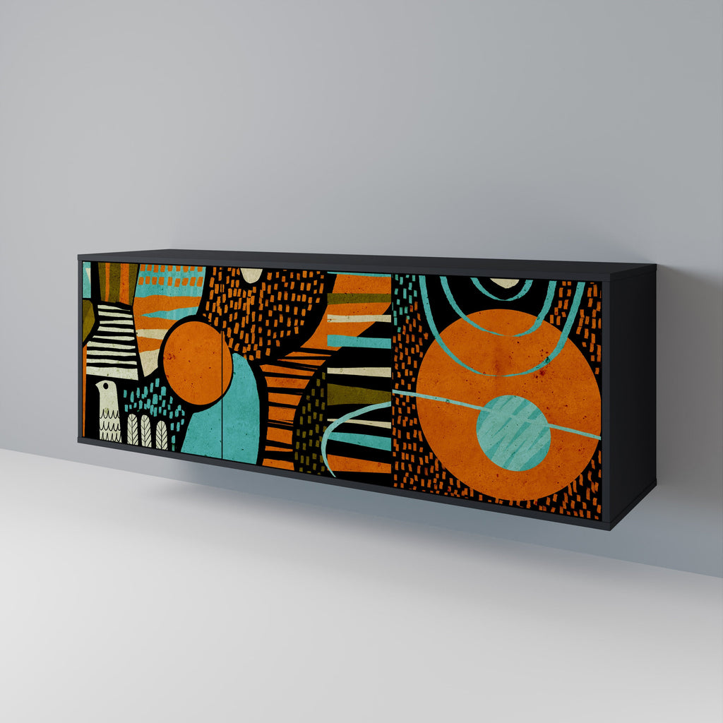 GEODE GLIMMER 3-Door Sideboard in Black Finish