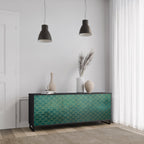 TESSELATED GREENERY 3-Door Sideboard in Black Finish