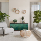 TESSELATED GREENERY 3-Door Sideboard in Black Finish