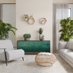 TESSELATED GREENERY 3-Door Sideboard in Black Finish