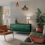 TESSELATED GREENERY 3-Door Sideboard in Black Finish