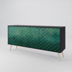 TESSELATED GREENERY 3-Door Sideboard in Black Finish