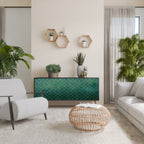 TESSELATED GREENERY 3-Door Sideboard in Black Finish