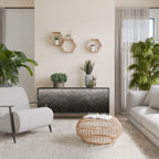 TESSELATED GRAYISH Aparador de 3 Portas em Acabamento Preto