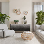 TESSELATED GRAYISH Aparador de 3 Portas em Acabamento Preto