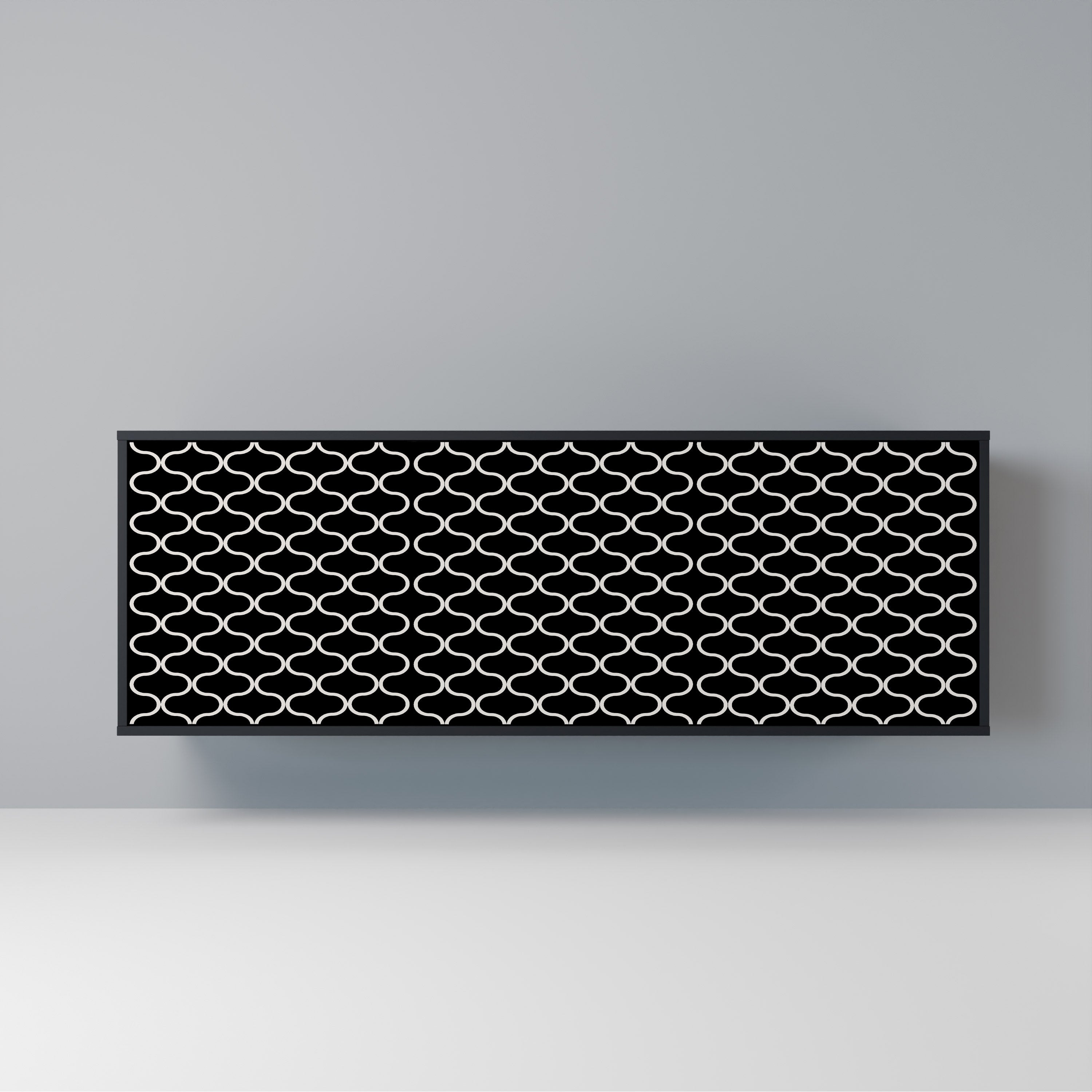 TESSELATED BLACKNESS Aparador de 3 Portas em Acabamento Preto